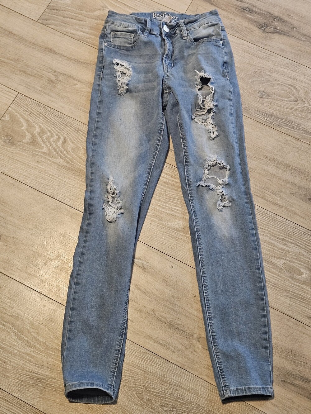 Resfeber Distressed Skinny Boyfriend Jeans Women's Size 4 Mid-rise Light Wash